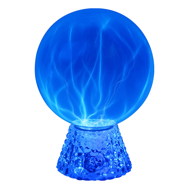 Bola de plasma de luz azul de 8 pulgadas con base transparente