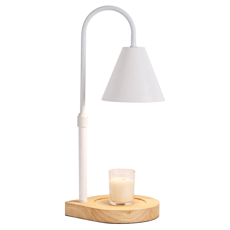Lámpara de mesa clásica con base de madera