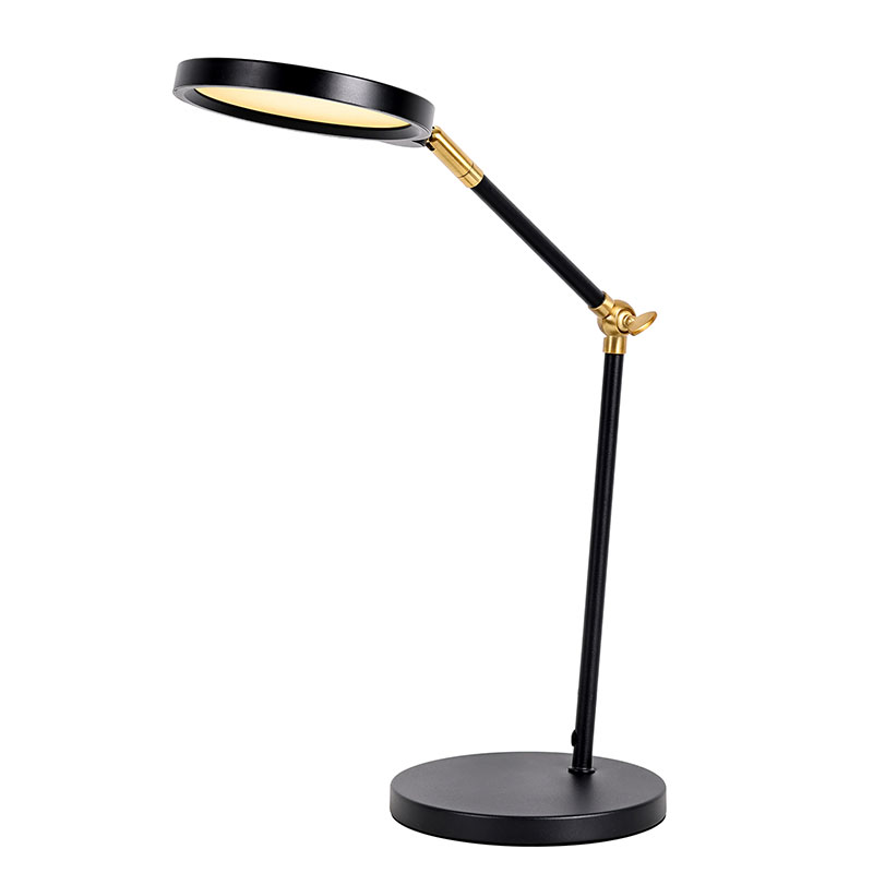 Lámpara de escritorio LED dorado con brazo largo