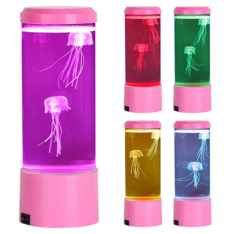 Lámpara de medusas con base rosa