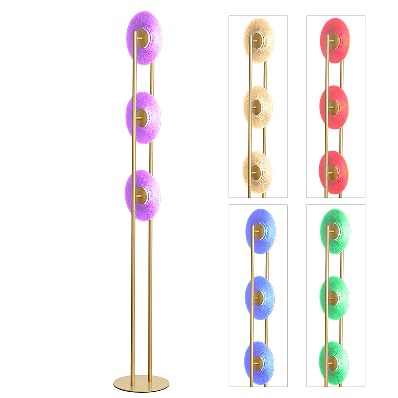Lámpara de pie LED RGB con 3 discos