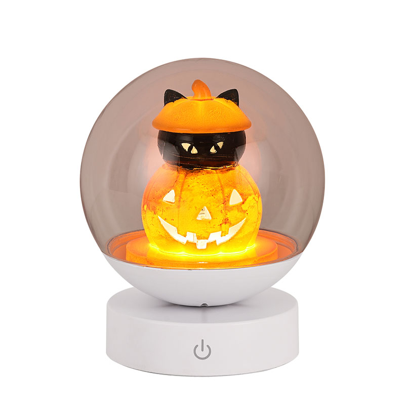 Luz nocturna de calabaza de Halloween recargable con cabeza de calabaza